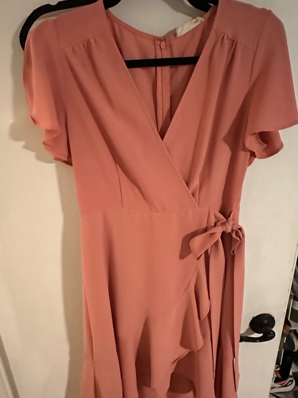 Women’s Wrap Midi Dress in Dusty Coral